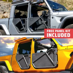 2020 & Up Jeep JT Gladiator Phantom Aluminum Tube Doors + FREE Removable All-Weather Solid Panels (Upper & Lower)