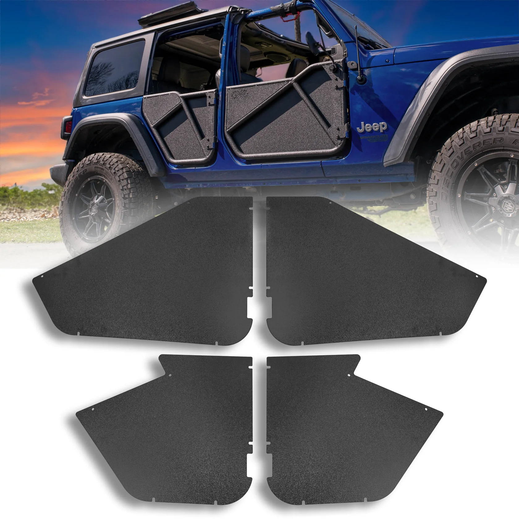 2007–2018 Jeep JKU Wrangler 4DR Phantom Tube Door Replacement Panels, All-Weather Solid (Upper & Lower)