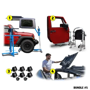2007–2018 JK 2DR (Hard Top Lift + Door Cart + Hard Top Thumb Screws + FlipTop) Go Fully Naked Bundle #5