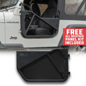 1997–2006 Jeep TJ-LJ Wrangler 2DR Phantom Aluminum Tube Doors + FREE Removable All-Weather Solid Panels (Upper & Lower)