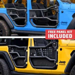 2018 & Up Jeep JLU Wrangler 4DR Alpha Aluminum Tube Doors + FREE Removable Panels (Upper MOLLE & Solid Lower)