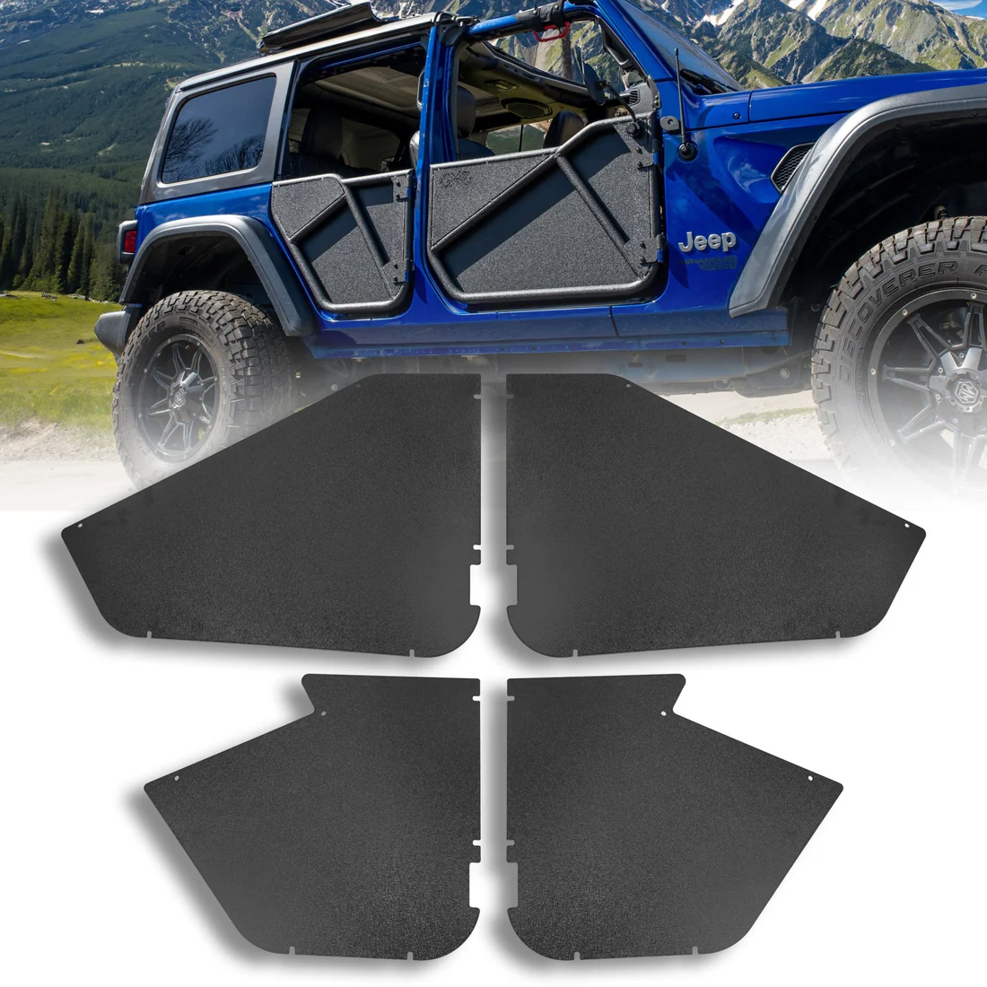 2018 & Up Jeep JLU Wrangler 4DR Phantom Tube Door Replacement Panels, All-Weather Solid (Upper & Lower)