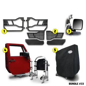 2018 & Up JL 2DR (Alpha Tube Doors + MOLLE Panels + Rectangle Mirrors + Door Cart + Cover) Alpha Tube Door Bundle #33