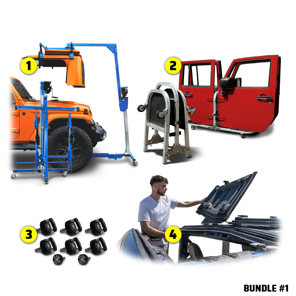 2020 & Up JT (Hard Top Lift + Door Cart + Hard Top Thumb Screws + FlipTop) Go Fully Naked Bundle #1