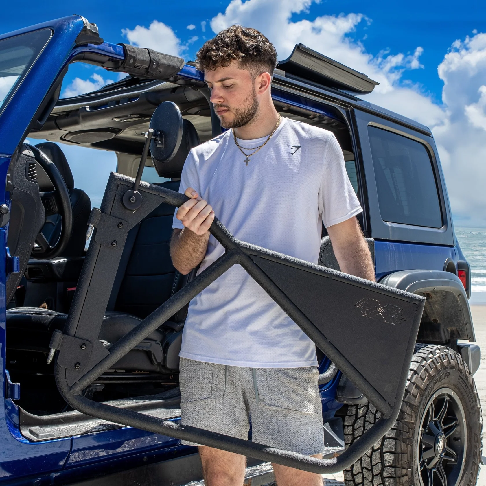 2007–2018 Jeep JK Wrangler 2DR Phantom Aluminum Tube Doors + FREE Removable All-Weather Solid Panels (Upper & Lower) - Image 2