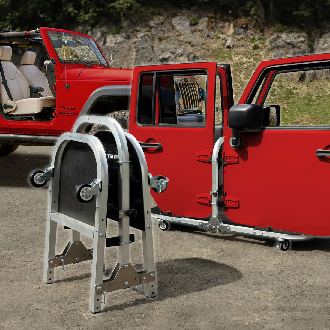2020 & Up JT 4DR (Phantom Tube Doors + All-Weather Panels + Rectangle Mirrors + Door Cart + Cover) Phantom Tube Door Bundle #24 - Image 6
