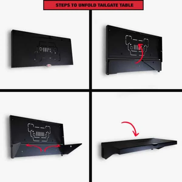 2007 & Up Jeep Wrangler Single Level Deluxe Folding Tailgate Table - Image 8