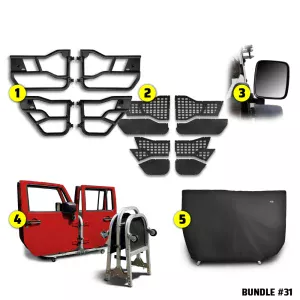 2020 & Up JT 4DR (Alpha Tube Doors + MOLLE Panels + Rectangle Mirrors + Door Cart + Cover) Alpha Tube Door Bundle #31