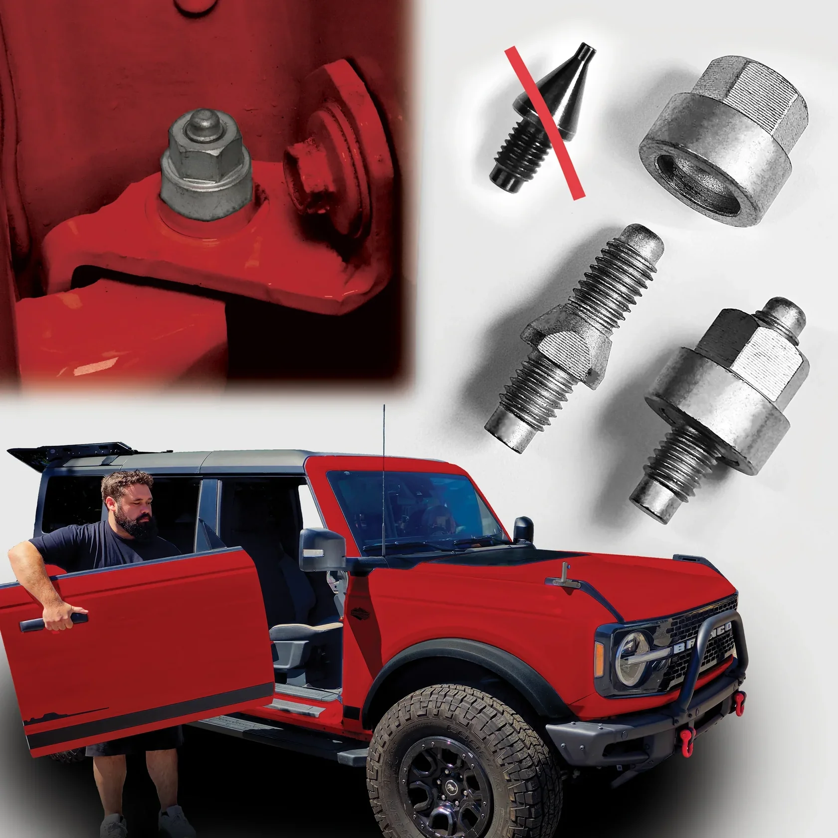 2021 & Up Bronco 2DR Hinge Alignment Pin Guide Kit