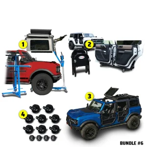 2021 & Up Bronco 4DR (FlipTop + Hard Top Lift + Door Cart + Hard Top Thumb Screws) Go Fully Naked Bundle #6