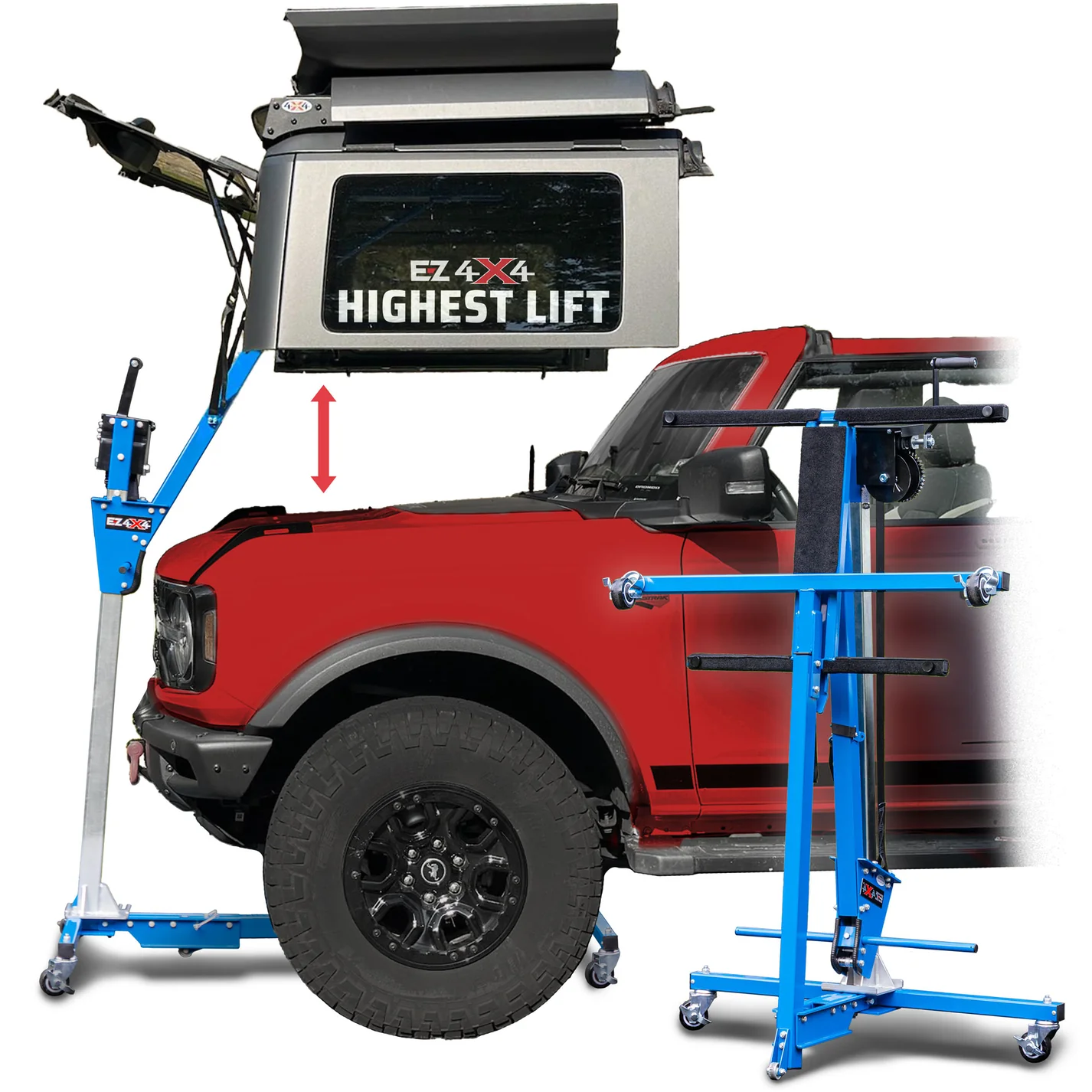 2021 & Up Bronco 4DR (Middle Panel Roof Rack Holder + Hard Top Lift + Hard Top Thumb Screws) Take Your Top Off Bundle #16 - Image 2