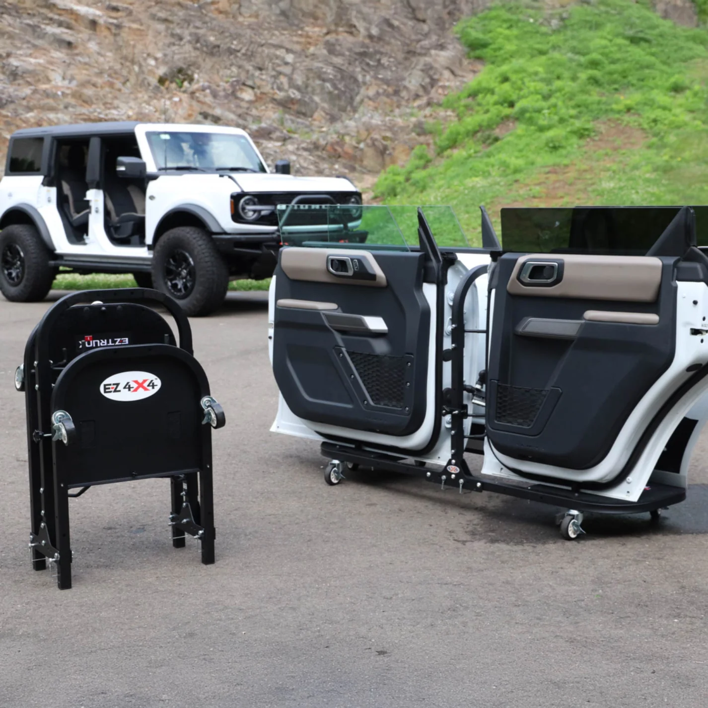 2021 & Up Bronco 4DR (FlipTop + Middle Panel Roof Rack Holder + Hard Top Lift + Door Cart + Hard Top Thumb Screws) Go Fully Naked Bundle #8 - Image 3