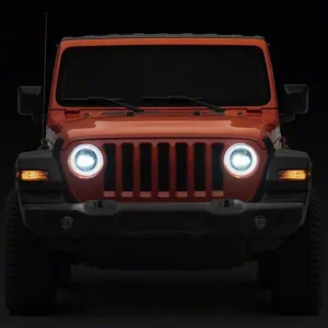 Raxiom 9-Inch LED Headlights with DRL and Turn Signals; Black Housing; Clear Lens (18-26 Jeep Wrangler JL)
