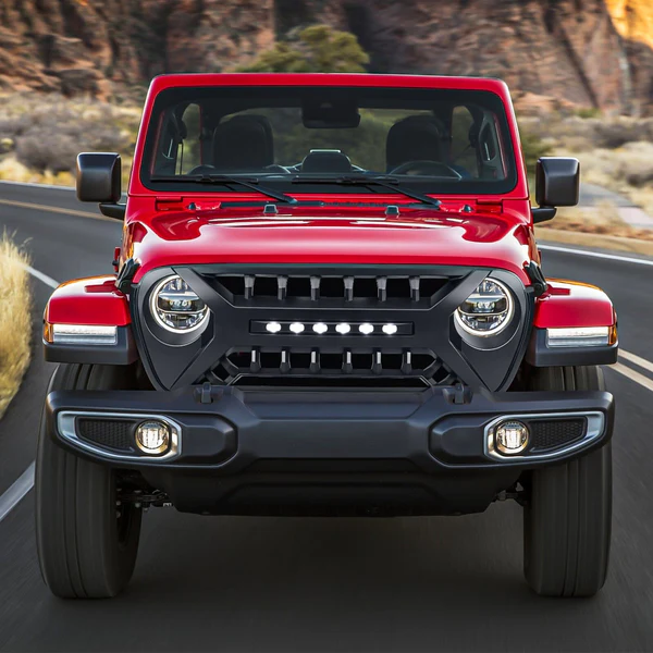 Armor Grille W/ Off-Road Lights - Matte Black For 18+ Jeep Wrangler JL & Gladiator JT - Image 3