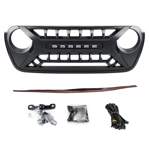 Armor Grille W/ Off-Road Lights - Matte Black For 18+ Jeep Wrangler JL & Gladiator JT - Image 5