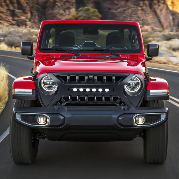 Armor Grille W/ Off-Road Lights - Matte Black For 18+ Jeep Wrangler JL & Gladiator JT - Image 2