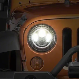 Raxiom Axial Series LED Halo Headlights with DRL and Amber Turn Signals; Black Housing; Clear Lens (97-18 Jeep Wrangler TJ & JK)