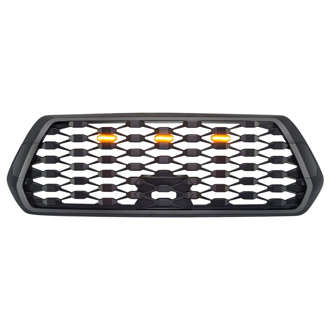 Front Mesh Grille w/ Amber Lights for 2016-2023 Toyota Tacoma-Matte Black - Image 6