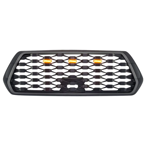 Front Mesh Grille w/ Amber Lights for 2016-2023 Toyota Tacoma-Matte Black - Image 2