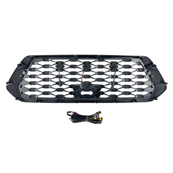 Front Mesh Grille w/ Amber Lights for 2016-2023 Toyota Tacoma-Matte Black - Image 4