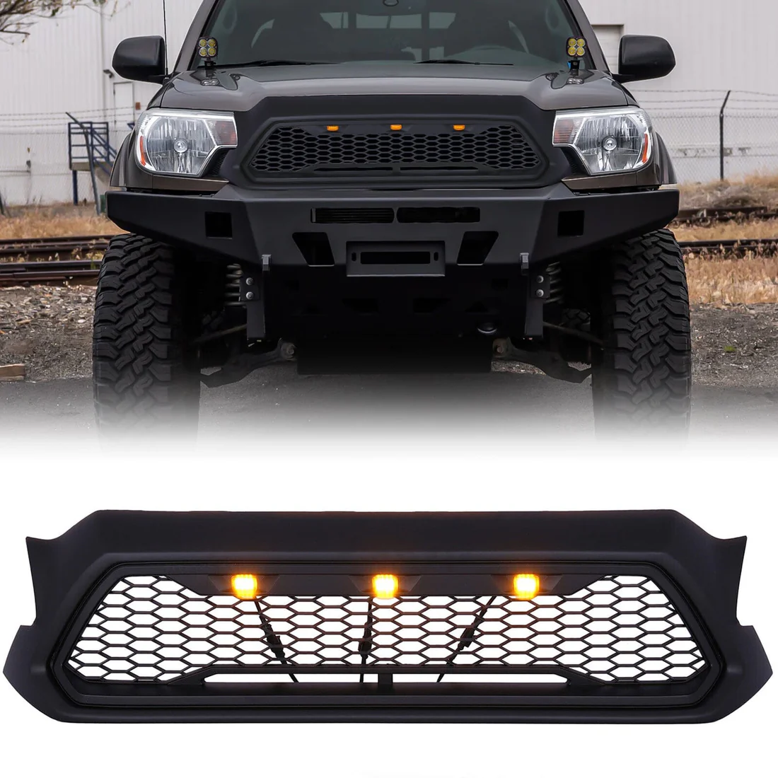 Front Mesh Grille W/ LED Lights For 2012-2015 Toyota Tacoma - Image 11