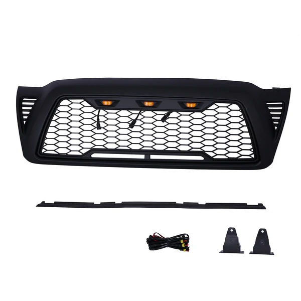 Front Upper Mesh Grille W/LED Amber Lights For 2005-2011 Toyota Tacoma - Image 5