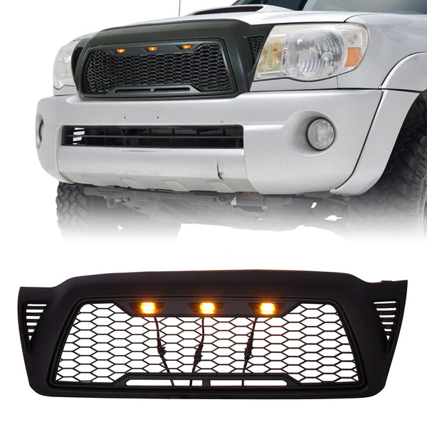 Front Upper Mesh Grille W/LED Amber Lights For 2005-2011 Toyota Tacoma - Image 11