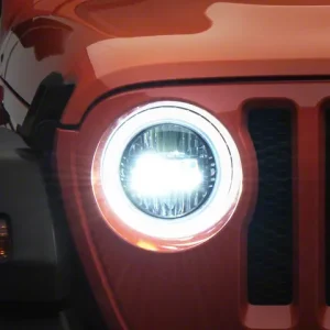 Raxiom 9-Inch LED Headlights with DRL and Turn Signals; Black Housing; Clear Lens (18-26 Jeep Wrangler JL)