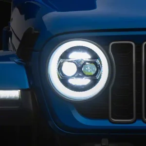 Raxiom 9-Inch Vader LED Headlights; Black Housing; Clear Lens (18-26 Jeep Wrangler JL)