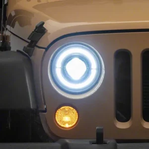 Raxiom High Output LED Headlights with Angel Eye DRL; Black Housing; Clear Lens (07-18 Jeep Wrangler JK)