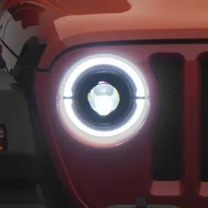 Raxiom High Output LED Headlights with Angel Eye DRL; Black Housing; Clear Lens (18-26 Jeep Wrangler JL)
